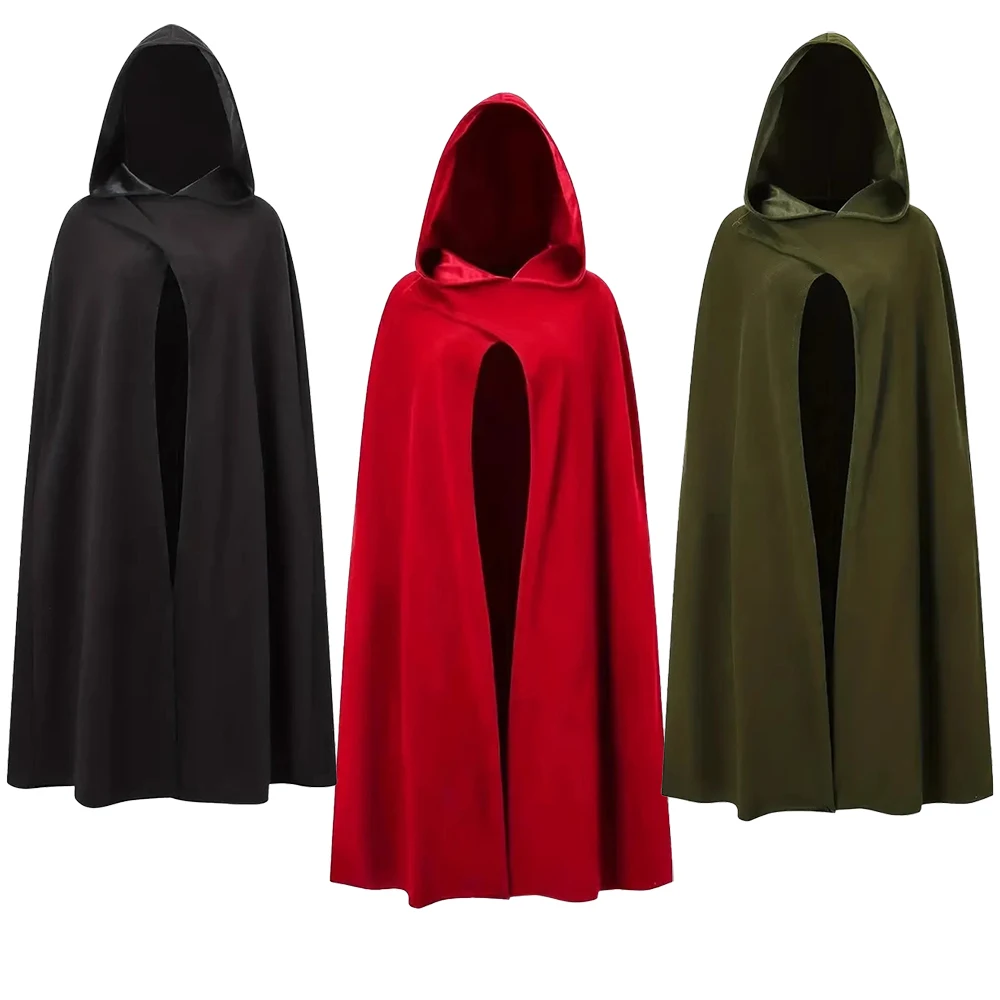 

Fall and Winter Halloween Witch Cloak Vampire Cape Renaissance Medieval Cosplay Costume Hooded Robe Party Masquerade Black Capes