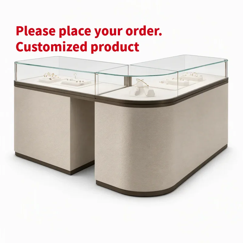 custom.Commercial Glass Jewelry Display Cabinet with LED Light Stainless Steel Frame Durable Custom Showcase Jewelry Store