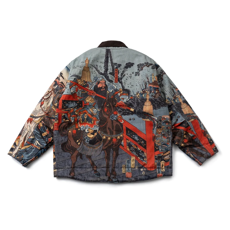 2024aw Top Quality Romance of the Three Kingdoms Guan Yu Printed Jackets Winter Jacket for Men Mens Clothing