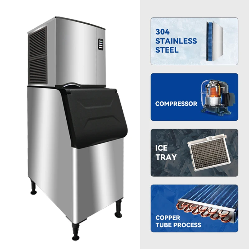 ماكينة صنع الثلج الأوتوماتيكية 150 كجم نظام تبريد المياه ماكينة صنع الثلج