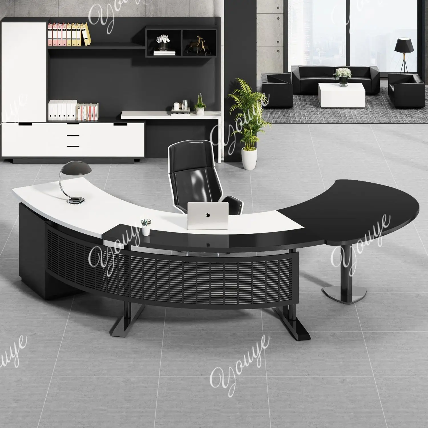 

Special-shaped paint boss office president table simple modern arc class desk combination manager table
