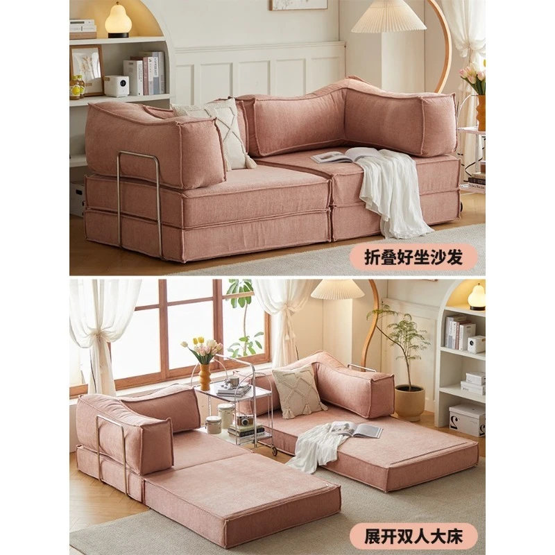 Cream wind can lie down and sleep lazy sofa, living room dual-purpose disassembly and washing single and double fabric foldable