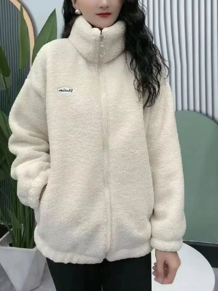 Thickened Fleece Women's Zipper Hoodie Lamb Velvet Jacket Autumn