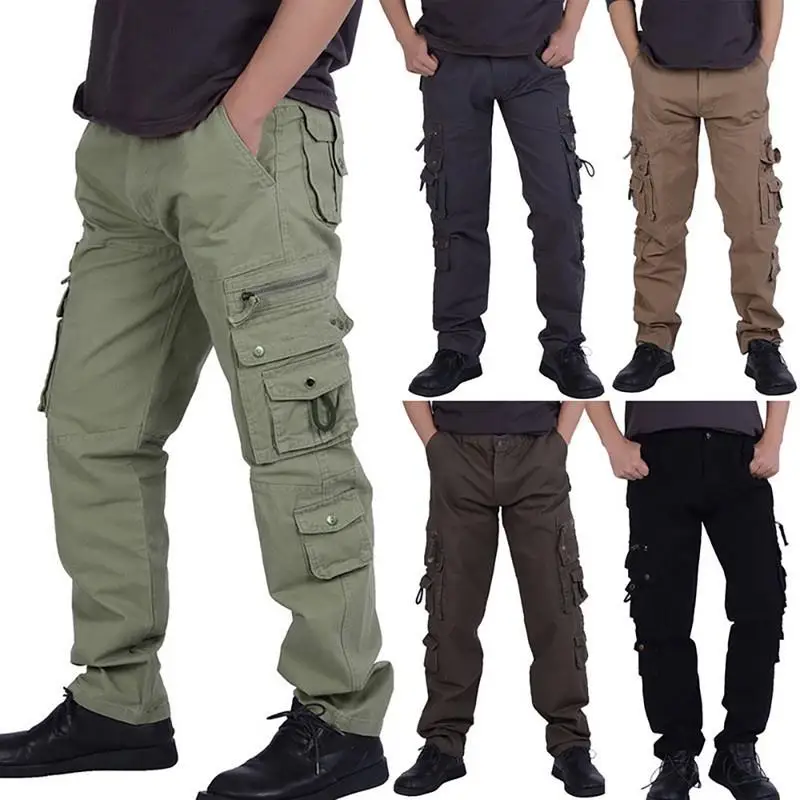 Plus Size 28-40 Men Cargo Pants Spring Summer Autumn  Casual Muti Pocket Cotton Slim Straight   Long Outdoor Pants