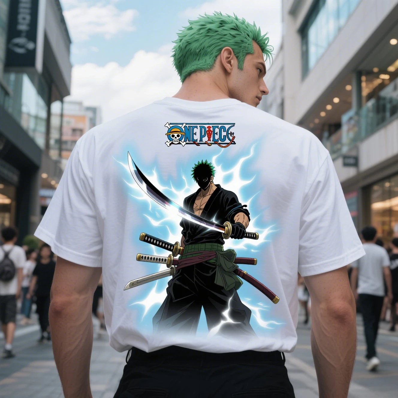 

The Summer Men's and Women's Pure Cotton Round-neck Short-sleeved T-shirts Are From The Famous Anime One Piece Character Zoro