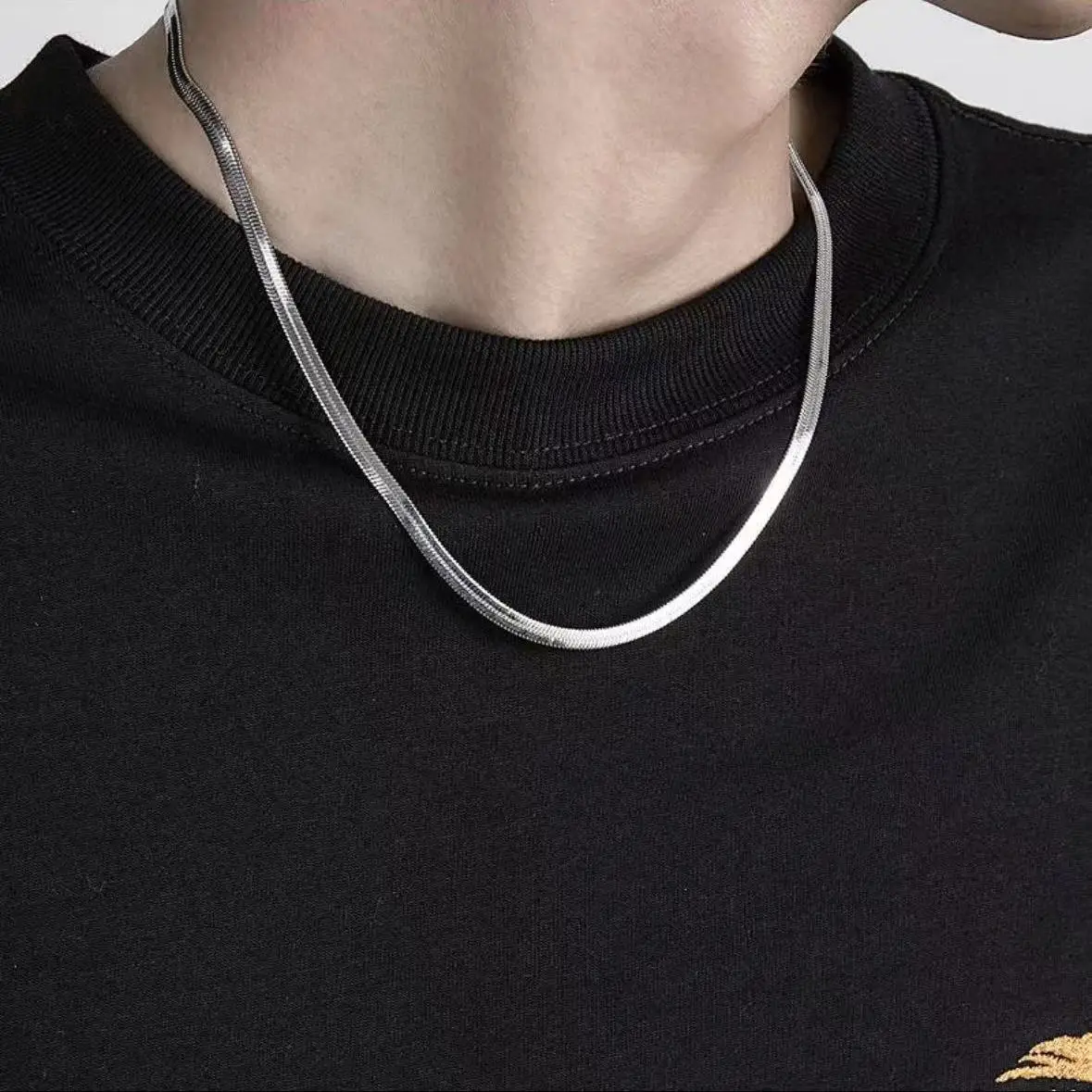 40-60cm 16-24in Solid 925 Silver 18K Gold 4MM Chain Necklace For Women Men Luxury Jewelry Wedding Gift Choker Clavicle