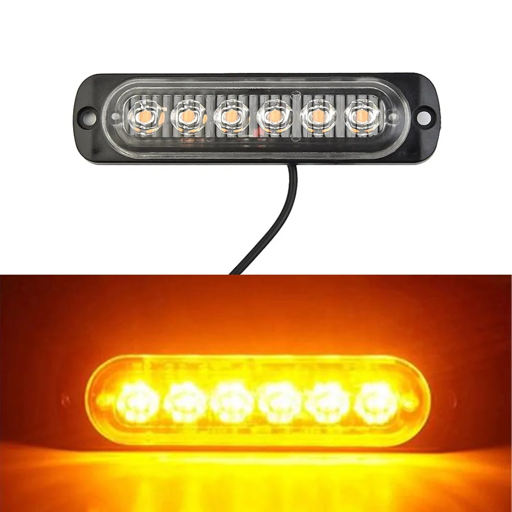 Lampu kilat LED selalu terang DC 12V untuk penggantian mobil 1 buah aksesori lampu kuning mendesak untuk lampu truk wadah hitam