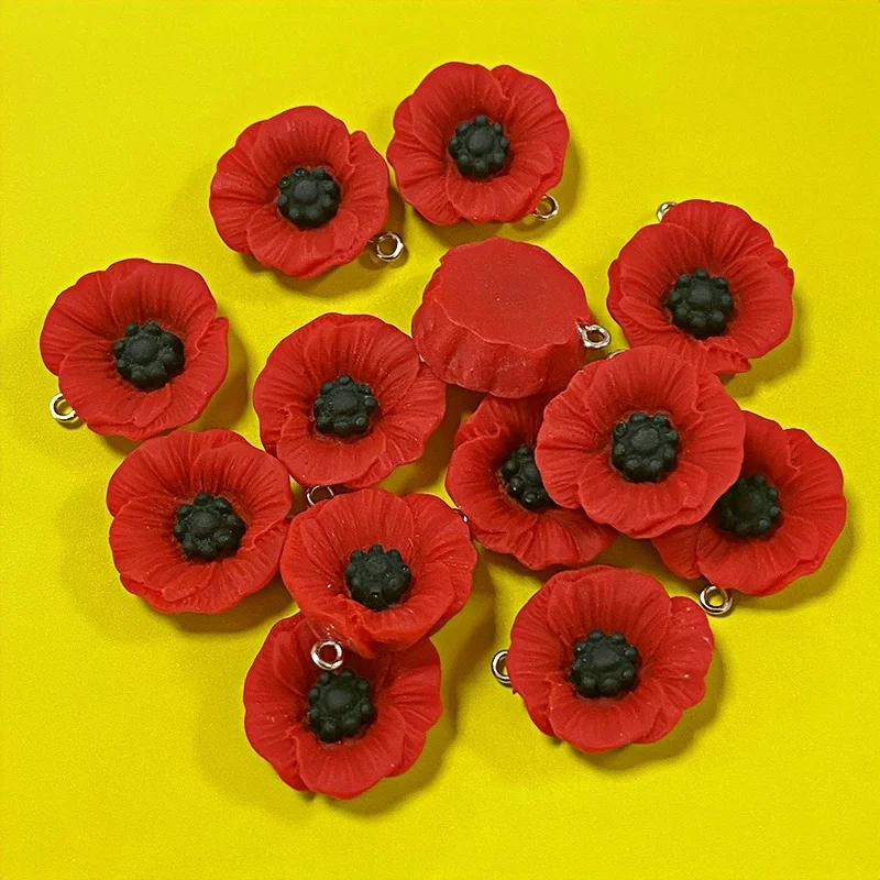 50 قطعة زهرة الخشخاش السلمية الراتنج السحر بالجملة 12/17/21 مللي متر الزهور قلادة DIY بها بنفسك لصنع المجوهرات القرط