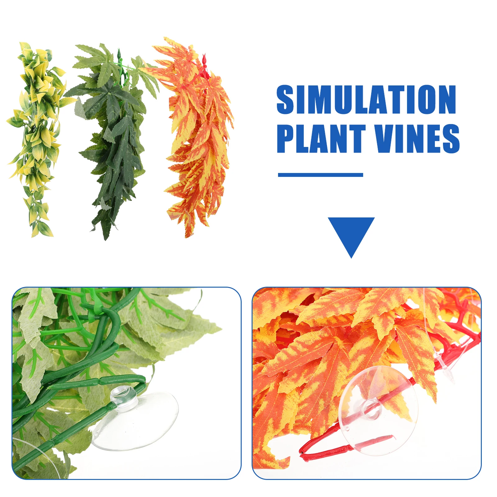 

3 Pcs Simulation Plant Vines Climbing Decor Reptile Habitat nament Pet L scape Decor Plastic Durable Easy Clean Safe Aquatic