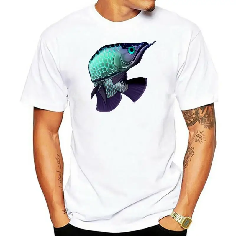 Men's Arowana fish  t shirt Designs cotton O Neck Costume Fitness Basic Spring Letter shirt