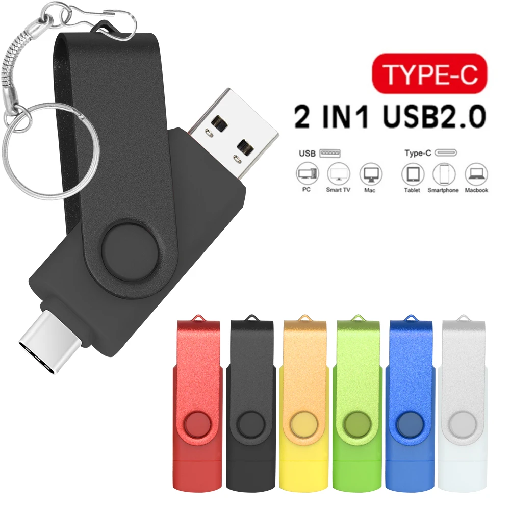 Hot Sale USB flash drive type-C 64 GB 32 GB 16 GB 8 GB 4GB Pendrive Micro USB 2 IN 1 Memory Stick Waterproof pen drive Gifts