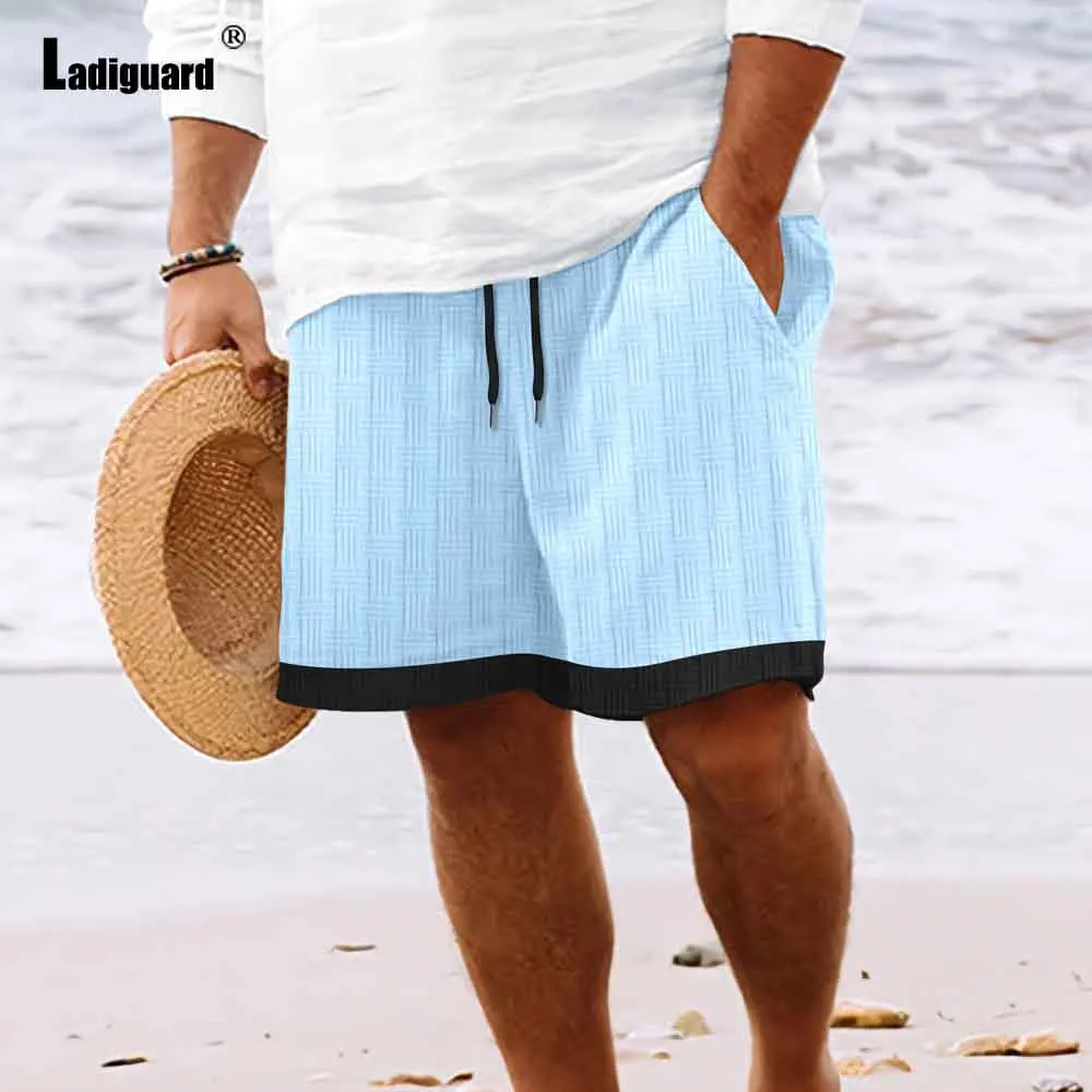 

Men Patchwork Shorts Soft Vintage Pockets Drawstring Short Pants Male Streetwear 2025 Stylish simplicity Casual Beach Shorts New