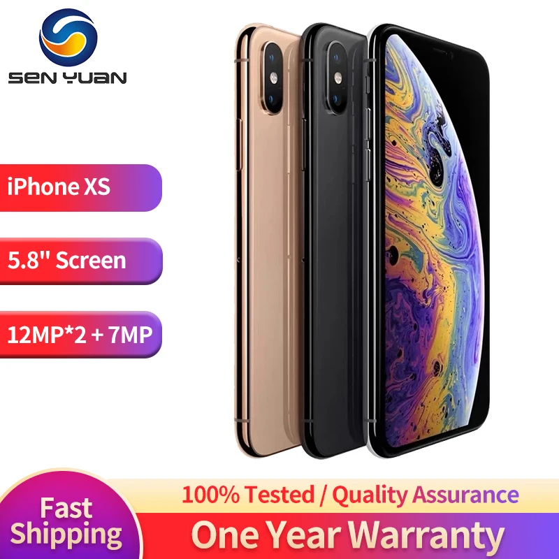 هاتف Apple iPhone XS المحمول معرف الوجه 5.8 بوصة 4G LTE A12 4G RAM 64GB/256GB/512GB ROM Hexa Core هاتف محمول XS مستعمل غير مقفول