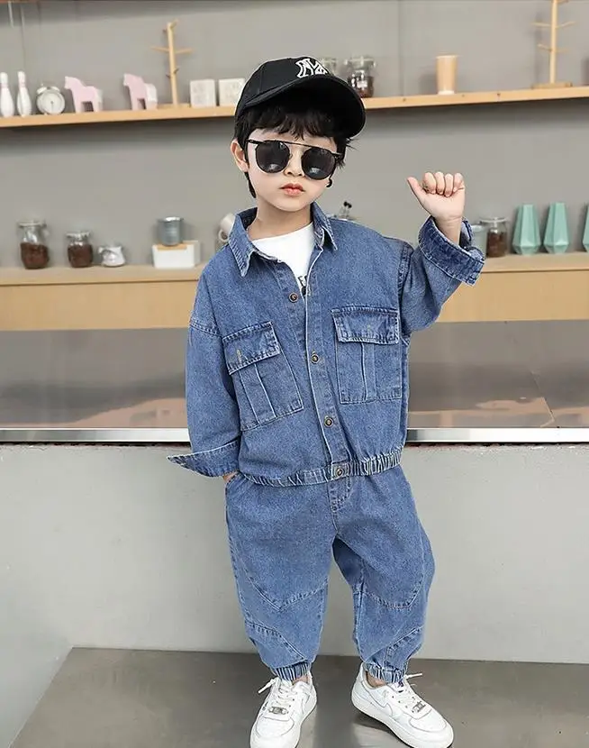 男の子用ブティックウェアセット,デニムジャケットとパンツ,男の子用スーツ,女の子用スーツ,2〜10歳のファッション,春,秋