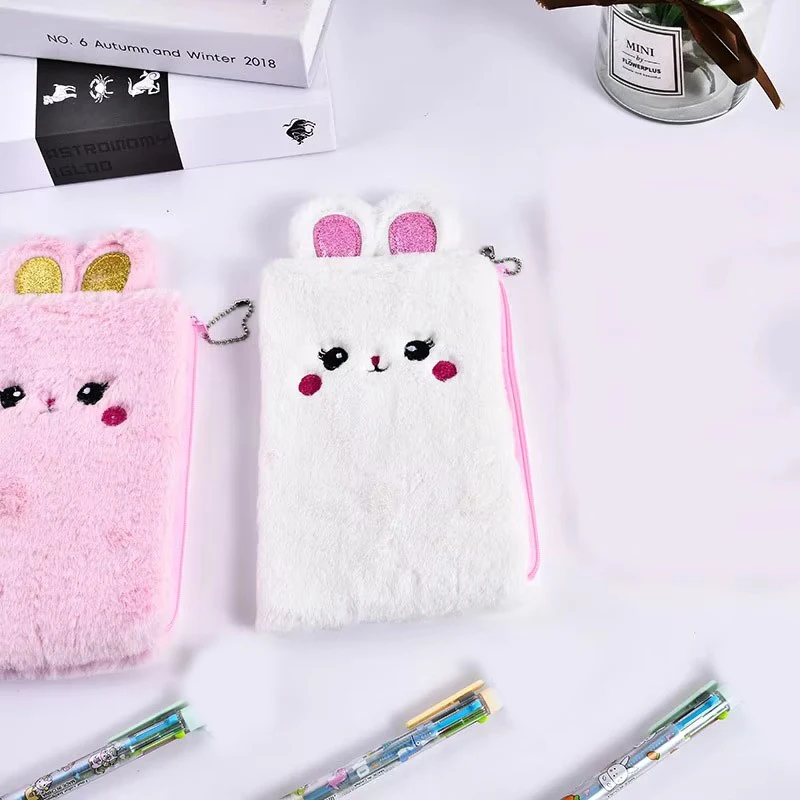 Rabbit Plush Pencil Case Learning Stationery Storage Bag Creative Makeup Bag Large Capacity Pencil Case Student Stationery