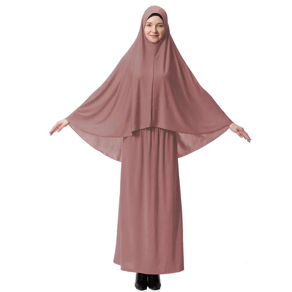 

Eid Hooded Ramadan Robes 2pcs Set Muslim Women Hijab Dress Prayer Garment Abaya Long Khimar Arab Gown Sets Islamic Clothes Robe