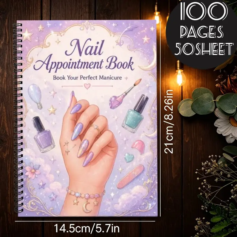 A5Nail Art Salon Appointment Customer Record Book,Nail Artist Schedule, For Nail Salon Front Desk Registration Opening Gift