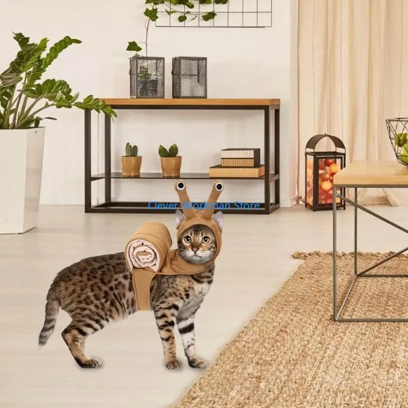 

24TD Dress up Cats Dogs with Snail Costume Offering Lovely Pet Halloween and Christmas Cosplay Outfit with Warm Puppy Hoodie