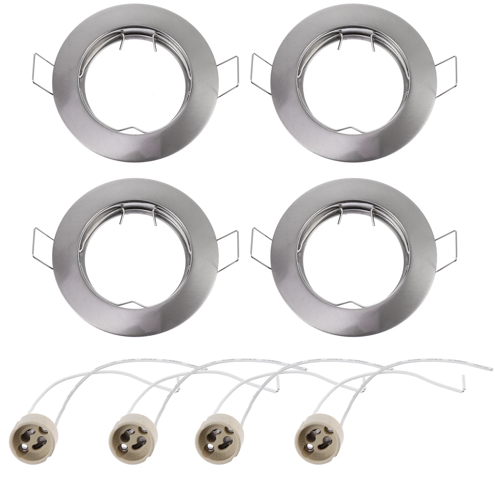 

8pcs Spotlight Shell Ceiling Light Mounting Frame Recessed Silver GU10 Ceramic Lamp Holders Suitable Wet Rooms Wooden Plaster