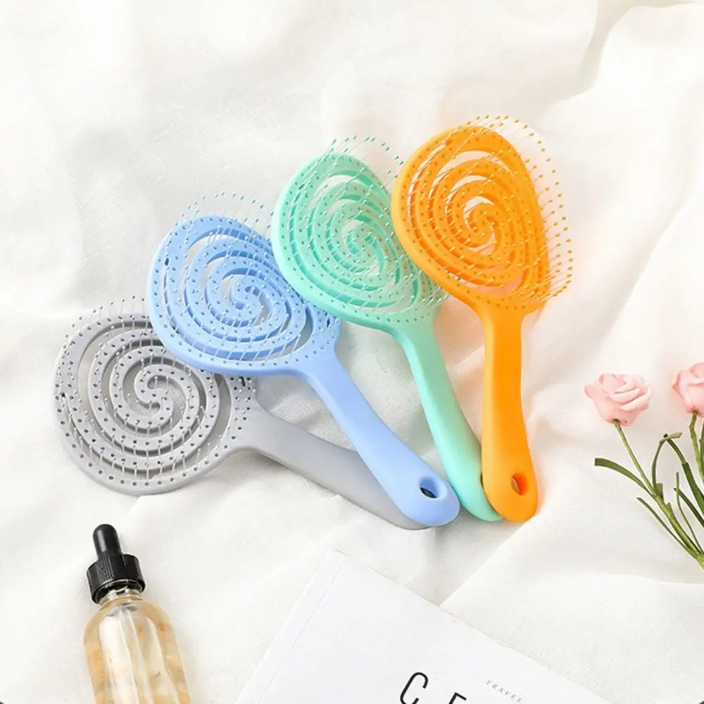 Macaron Lollipop Shape Barber Comb Mosquito Coil Shape Hanging Hole Solid Color Hair Brush Salon Vented Scalp Massage Comb