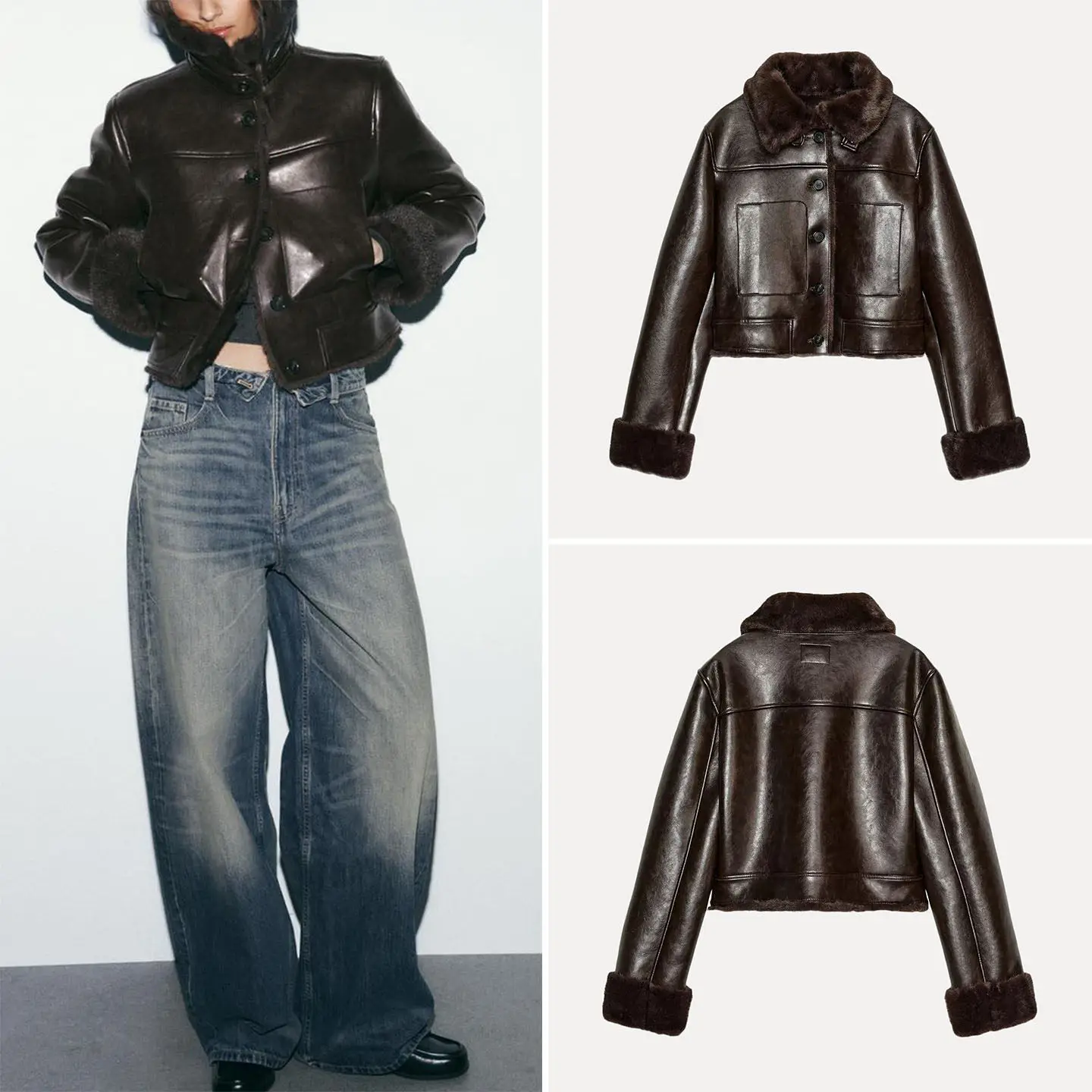 

Fashionable Double-Sided Effect Short Jacket Women's Summer 2026 Button-Up Casual Style Standard Fit Outerwear ZADATA
