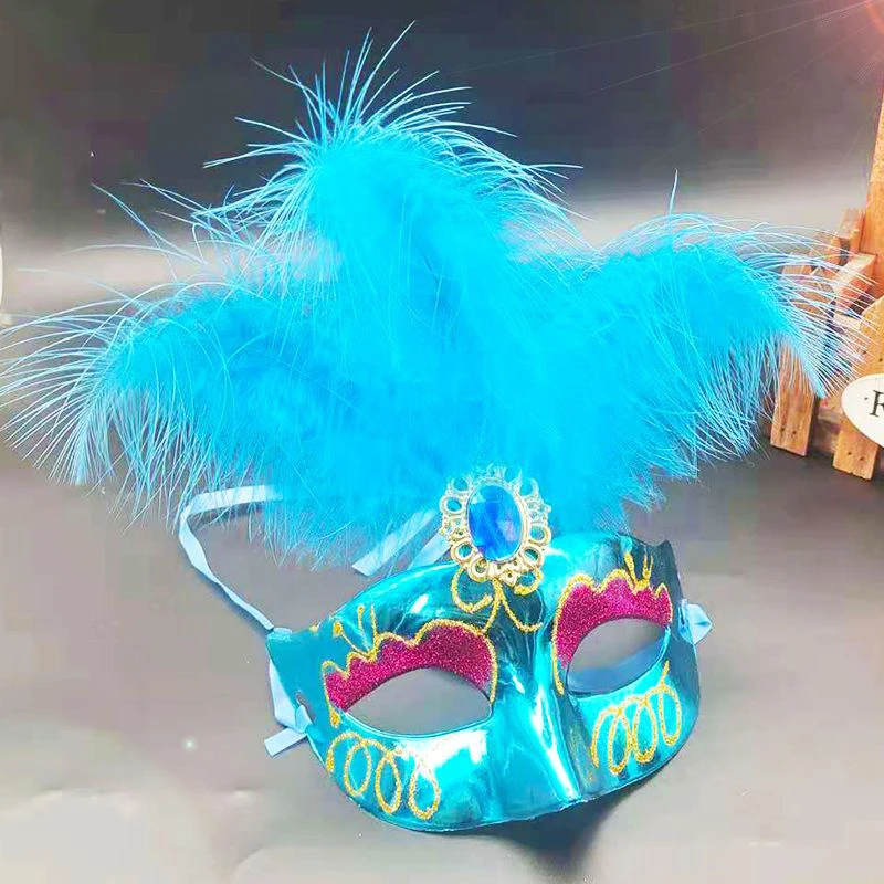 Feather Women Masquerade Masks Painted Fashion Shining Stage Dance Show Performance Party Half Face Decorate Carnival Festival