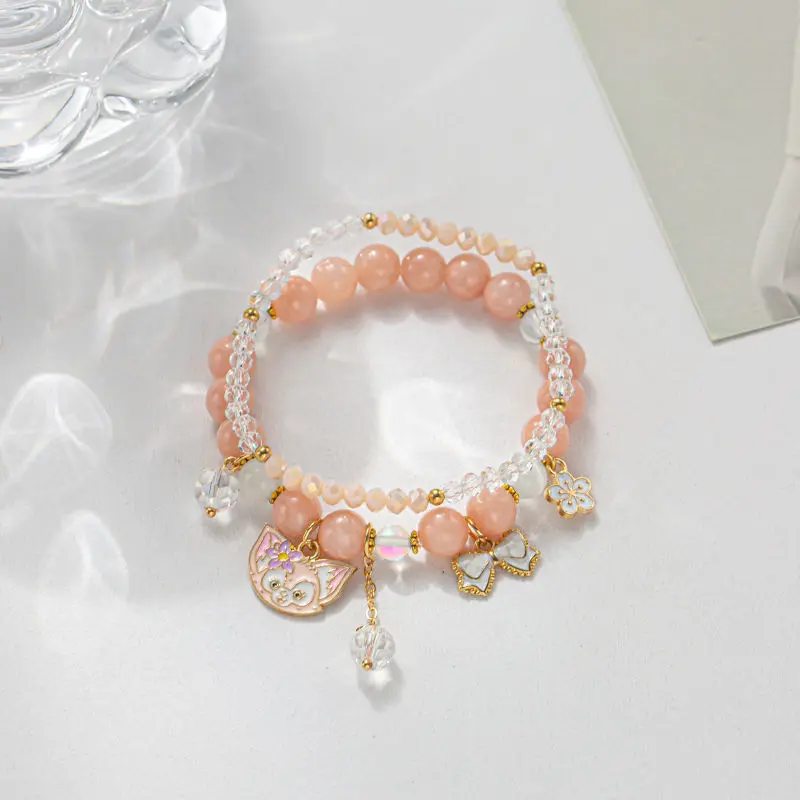 การ์ตูน Disney LinaBelle สาวใหม่น่ารักหวานและแฟชั่นแฟนนักเรียน Multi-Layered ประณีตสร้อยข้อมือคริสตัลของขวัญ