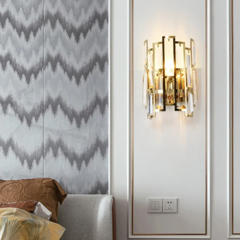 

Nordic Luxury Crystal Wall Lights Modern Bedroom Sconce Wall Lamp Corridor Aisle Hallway Home Lighting Lustre