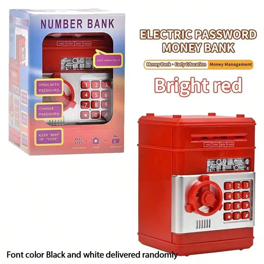 Caixa eletrônica de poupança de moedas, senha protegida, caixa de poupança ATM, caixa de poupança de rolo de papel para crianças