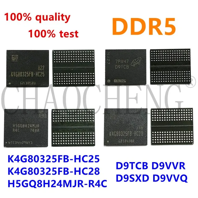 (1 sztuka) 100% test DDR5 8G K4G80325FB-HC03 K4G80325FB-HC25 K4G80325FB-HC28 H5GQ8H24MJR-R0C H5GQ8H24MJR-R4C BGA chipsetu