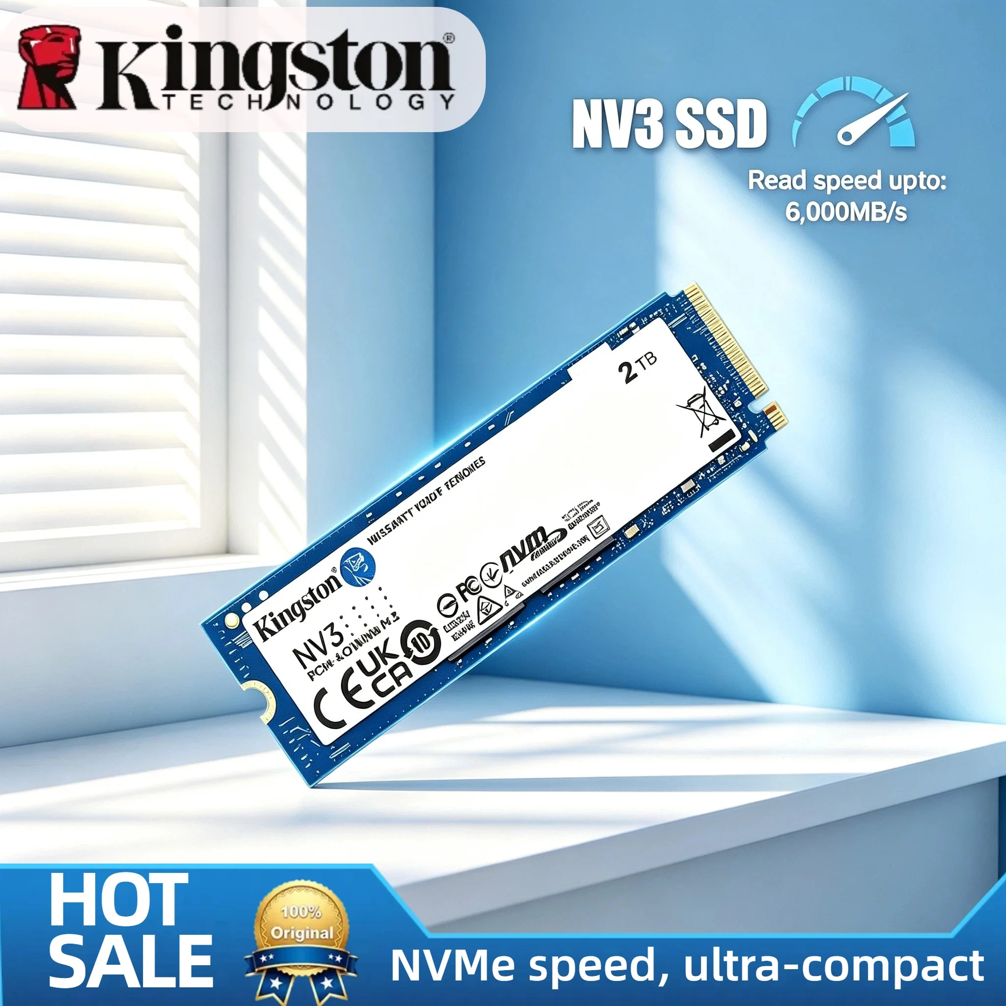 

Kingston NV3 500GB 1TB 2TB M.2 2280 PCIe 4.0 NVMe SSD 6000MB/s Internal Solid State Drive for Desktop Laptop Pro