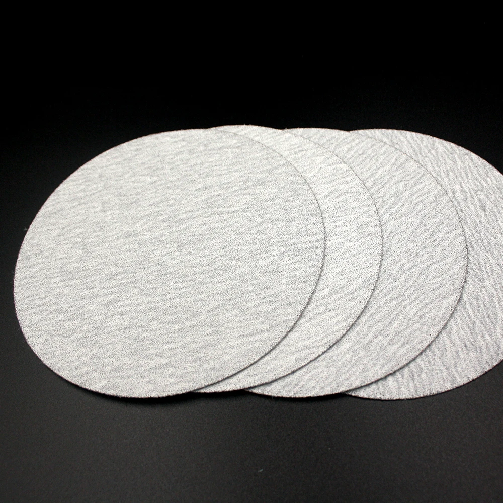 100pcs White Dry Sandpaper 5 Inch 125mm Waterproof Hook Loop 60-1200 Grit Sanding Discs for Woodworking Grinding Metal Polishing