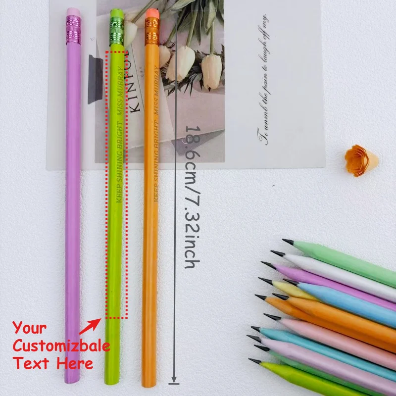 50pcs Customizable Macaron Pencils Assorted Colors with Erasers for Artists And Students Writing And Sketching Ideal