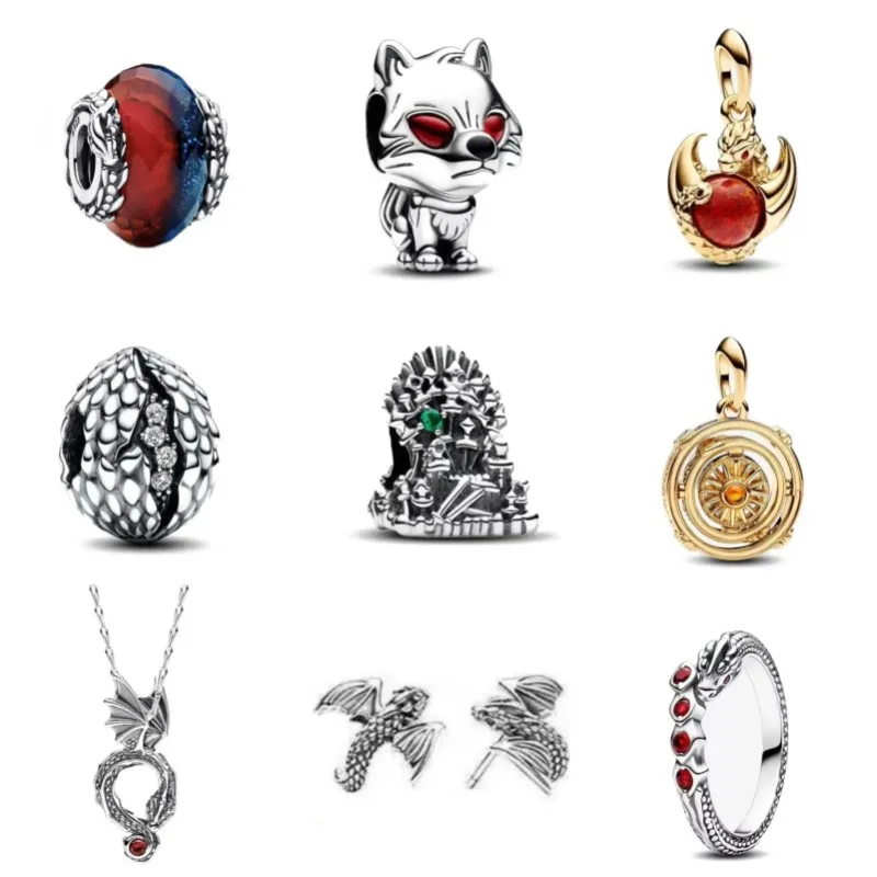 New Hot Charm Amulet Luck Dragon Glass Beads Necklace Pendant Fit Original Pandora Bracelet Jewelry 925 Sterling Silver plated