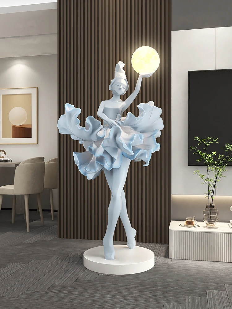 Home Decor Luminous Girl Statue Floor Decor Abstract Figurine Sculpture Nordic Living Room Large Art Ornaments Housewarming Gift