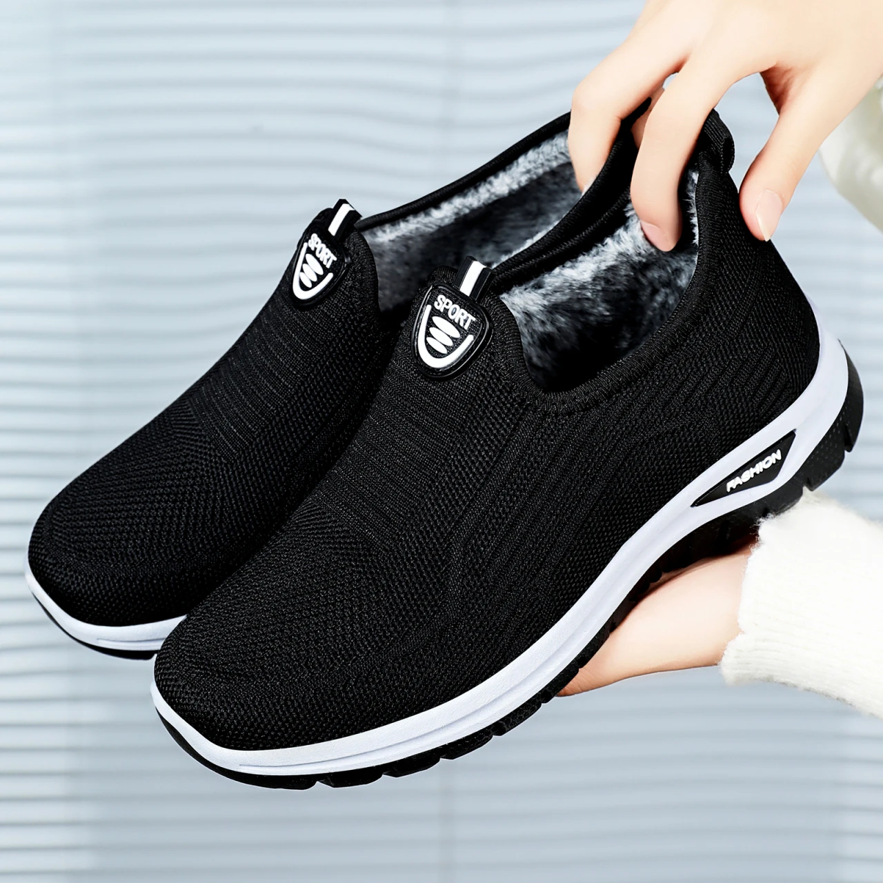 جديد المرأة أحذية قطنية شبكة أفخم سميكة شتاء دافئ متعدد الوظائف المضادة للانزلاق أمي الثلوج أحذية النساء حجم كبير 36-43 #4