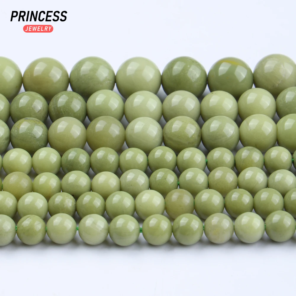 A++ Natural Olivine Jasper 6mm 8mm 10mm Loose Stone Beads for Jewelry Making Bracelet Necklace Wholesale DIY Accessories