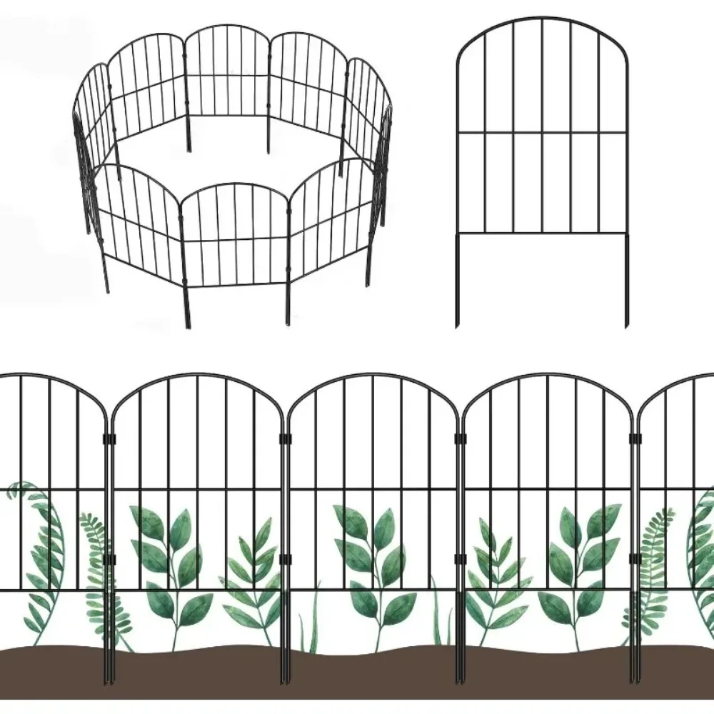 Decorative Garden Fence 25 Panels, Total 27ft (L) x 24in (H) Rustproof Metal Wire Fencing Border Animal Barrier