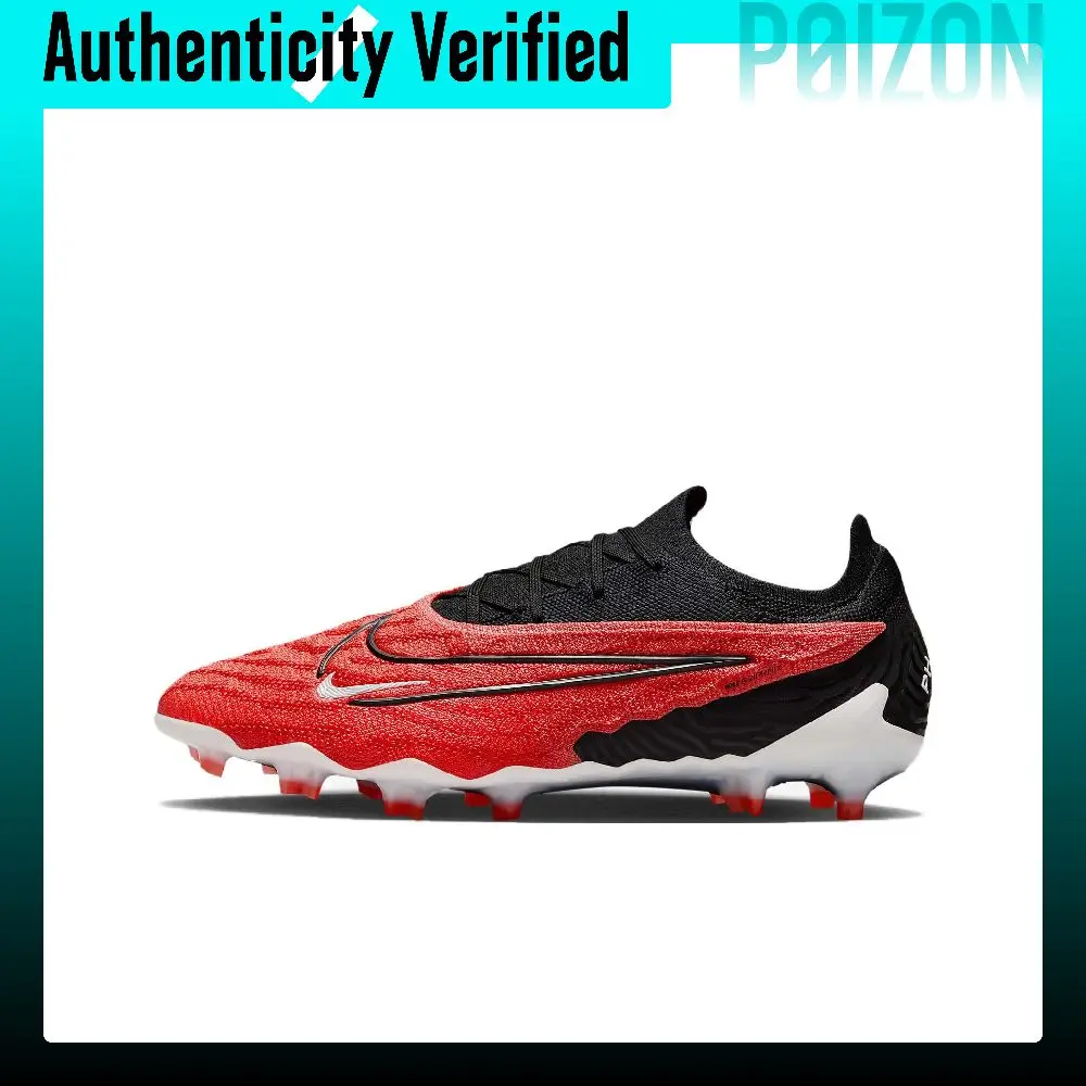Nike Phantom GX Elite FG Firm Ground Natural Grass Abrasion Resistant Breathable Soccer Shoes Unisex Red Black DC9968-600