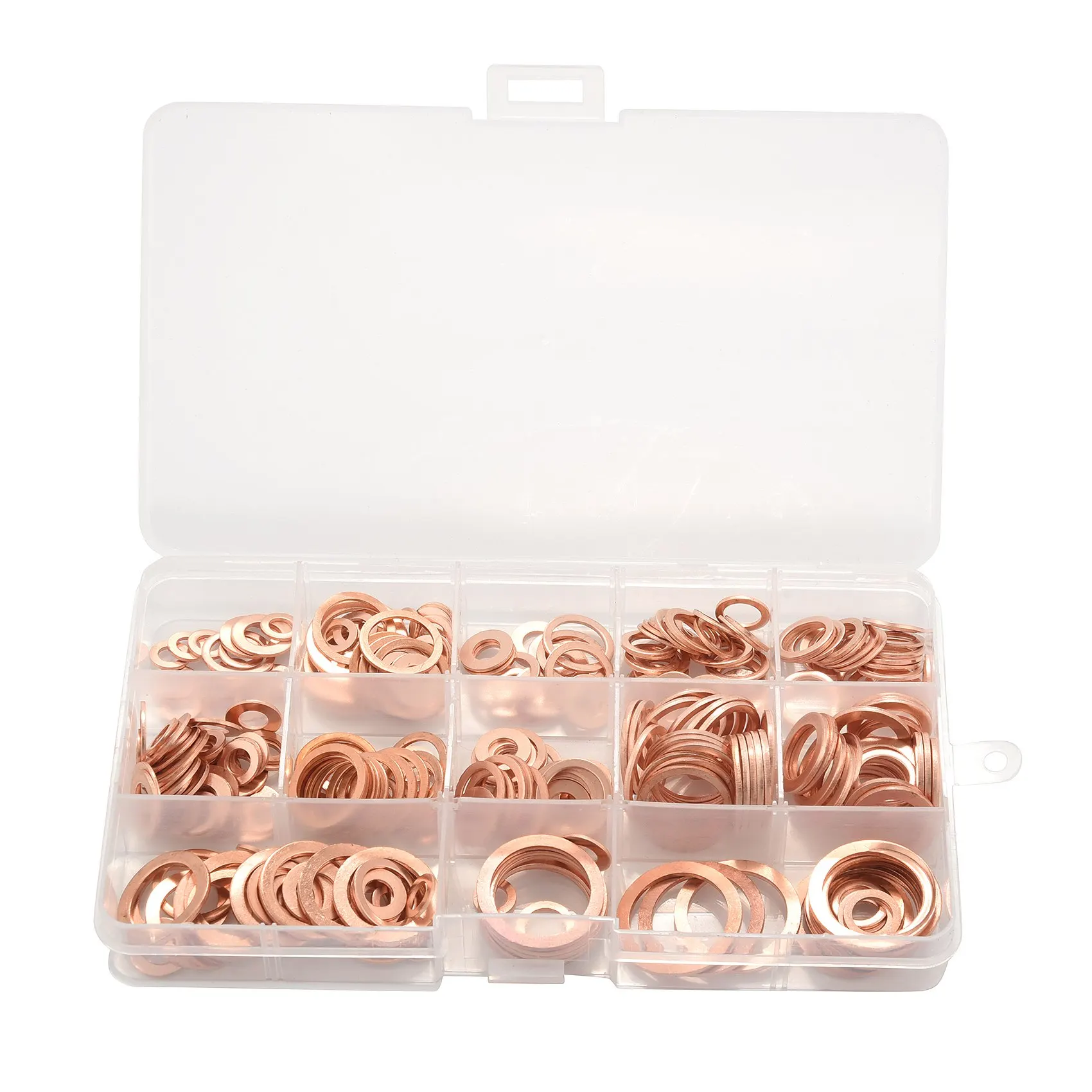 280pcs Professional Assorted Copper Washer Gasket Set Flat Ring Seal Assortment Kit M5-M20 with Box For Hardware Accessories