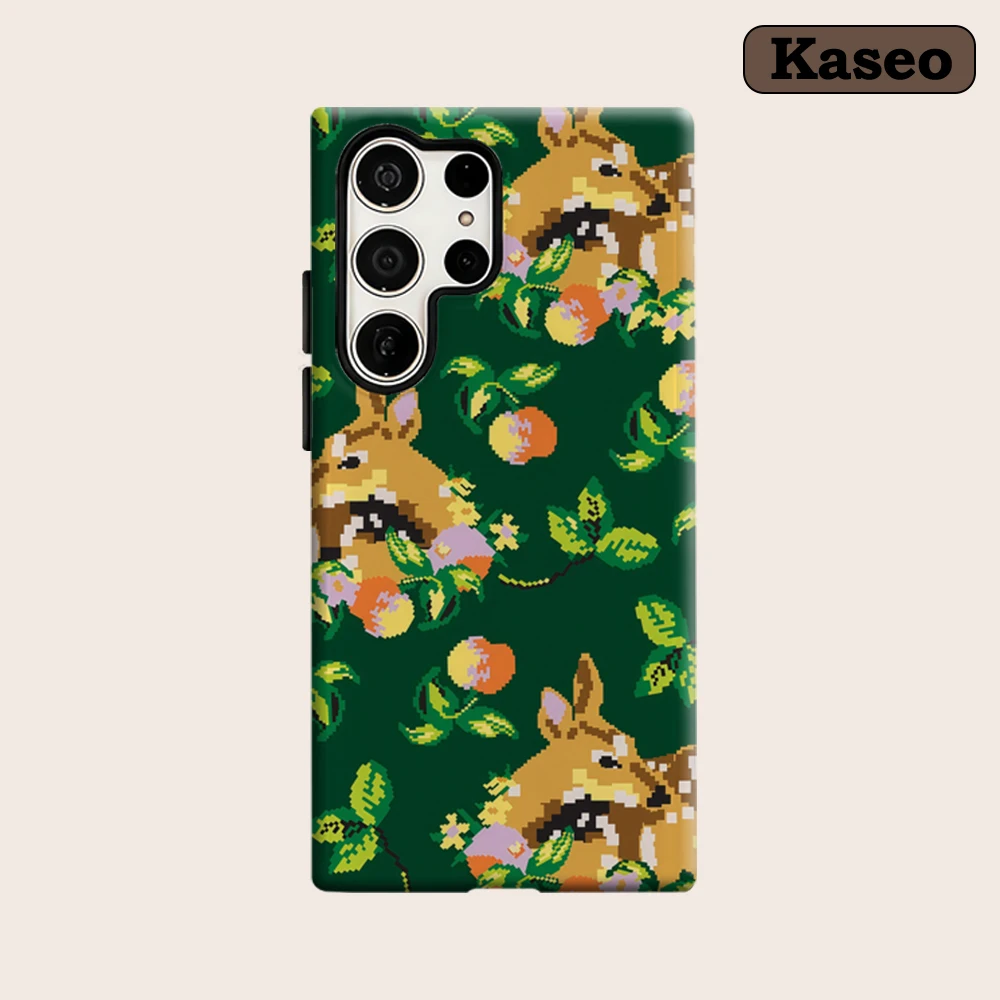 Kaseo Phone Case for Samsung Galaxy S26 S25 Ultra S24 S23 Ultra Plus Shockproof Double Layer Pixel Deer Christmas Cover