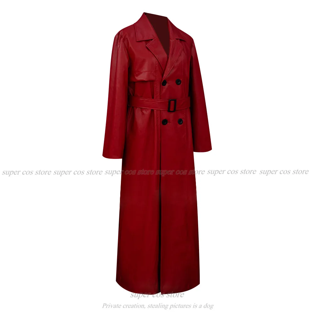 미스터 스칼레텔라 게임 호미커, 수수께끼의 적대자 코스프레, 코스튬 레드 가발, 여성 남성, 할로윈 맞춤형 트렌치 코트