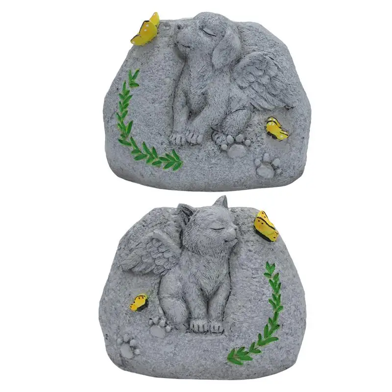 

Pet Memorial Flower Pot Cat/Dog Angel Figurine Pet Memorial Flower Pot Animal Tombstone Planter For Indoor Outdoor Garden