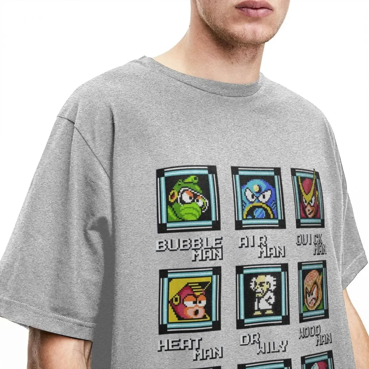 Men Women\'s NES Retro Video Game Mega Man Bosses T Shirt Accessories Megaman Gaming Cotton T-shirt Clothes Awesome Tee Shirt