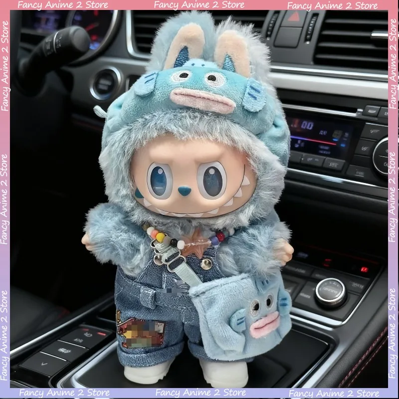 

Милый мультяшный комбинезон Hangyodon, наряд для V1 V2 V3 Labubu, модная мини-плюшевая одежда для кукол с сумкой через плечо, аксессуары для кукол