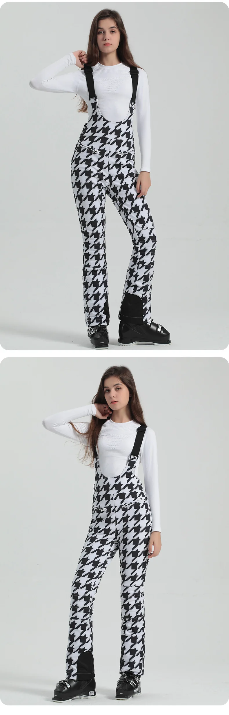 2024 Gsou Schnee Winter Skihose Frauen Snowboard Riemen Hose hohe Taille elastisch wind dicht wasserdicht verdicken Thermal für den Außenbereich – Detail 18