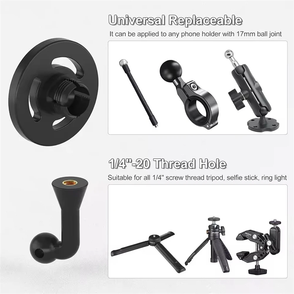 Magnetyczny adapter do statywu z mocowaniem na telefon z otworem 1/4"-20 do MagSafe, kompatybilny z iPhone 16 15 14 13 12 Plus Pro Max Mini Case, do selfie sticka — zdjęcie produktu 2