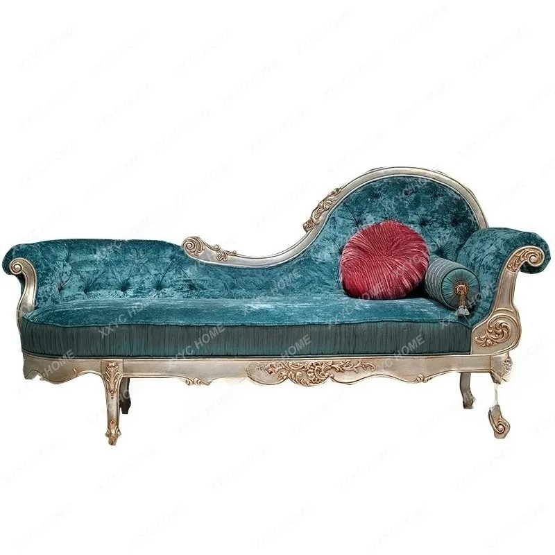 AA lazy fabric sofa neoclassical concubine collapse bedroom solid wood