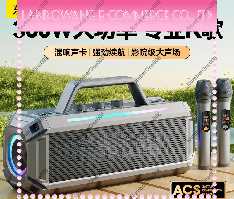 Bluetooth Speaker with Wireless Microphone, Outdoor Karaoke Portable Sound System, Heavy Bass Subwoofer High Quality Audio