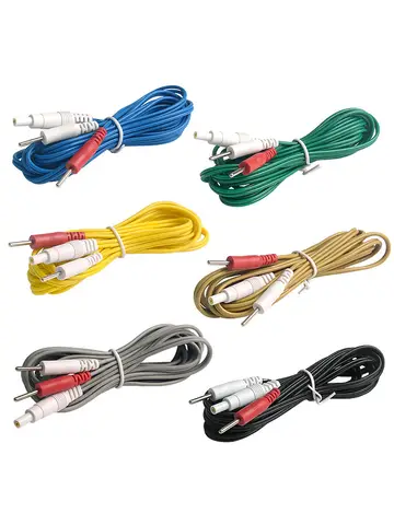 Câbles d'électrode de remplacement à tête cc 2.35mm, 6 pièces, connecteur de fils de plomb d'unité TENS SDZ-II